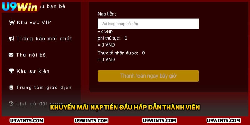 Khuyến mãi nạp tiền đầu hấp dẫn thành viên